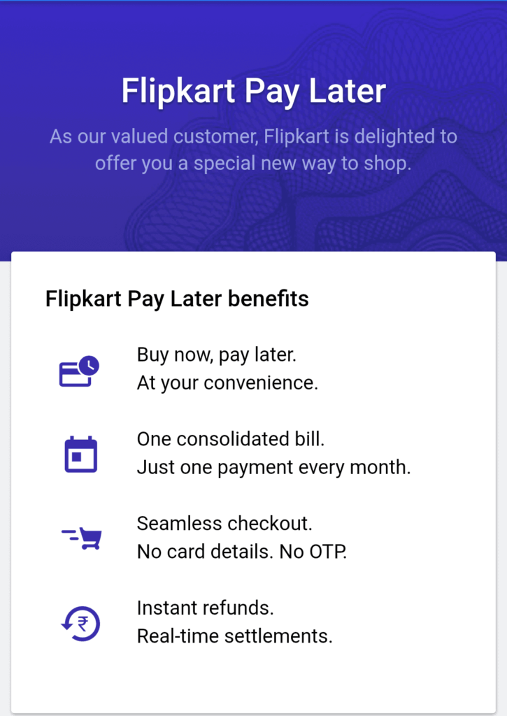 Flipkart Buy Now Pay Later Option