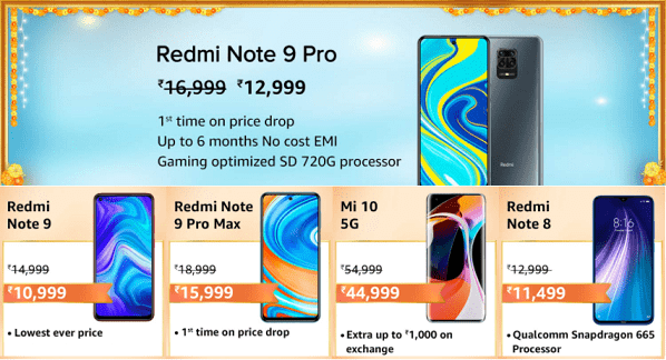 Redmi note 9 or 9 pro or 9 pro max mobile Diwali offer