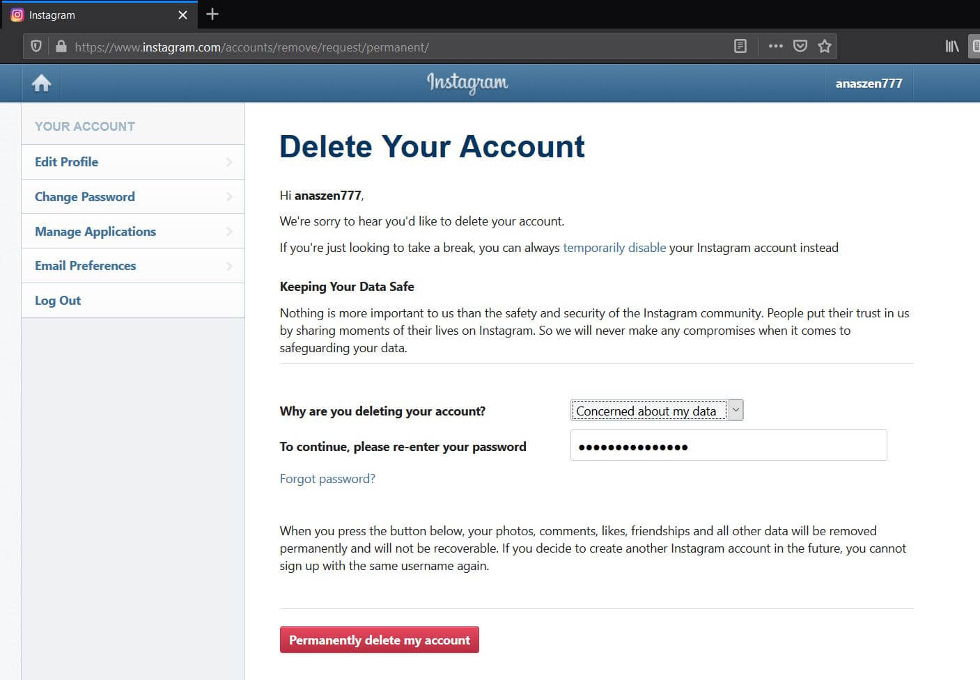 24 Sec Guide] How to delete Instagram account permanently or