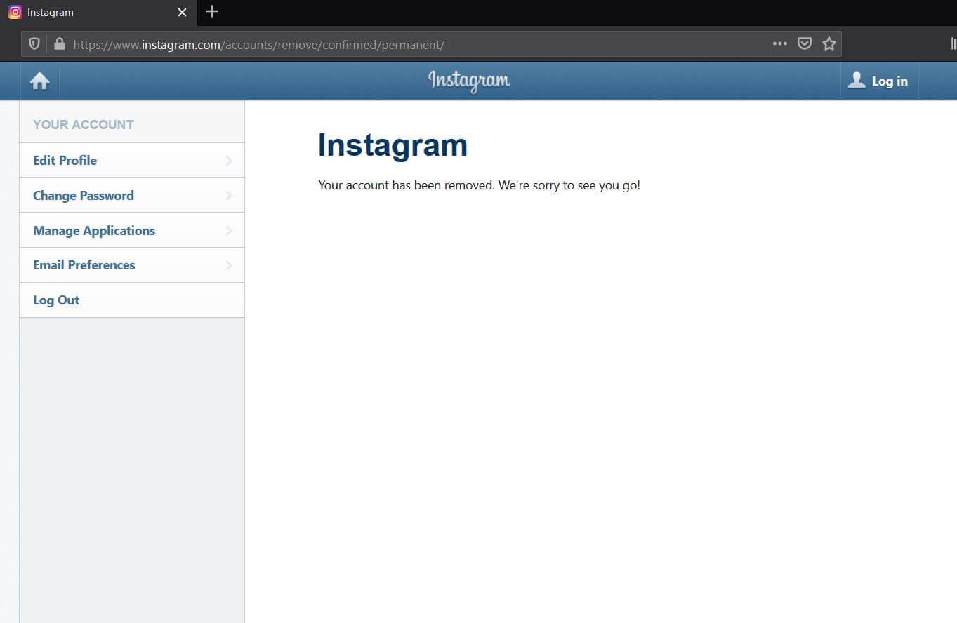 Instagram Account Delete