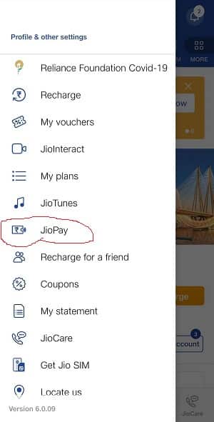 JioPay in MyJio App