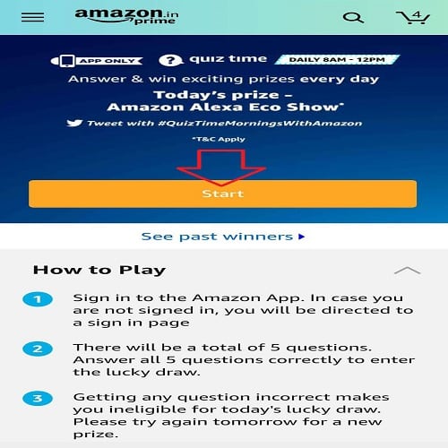 How to play Amazon quiz