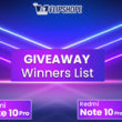 redmi note 10 pro max giveaway winners list