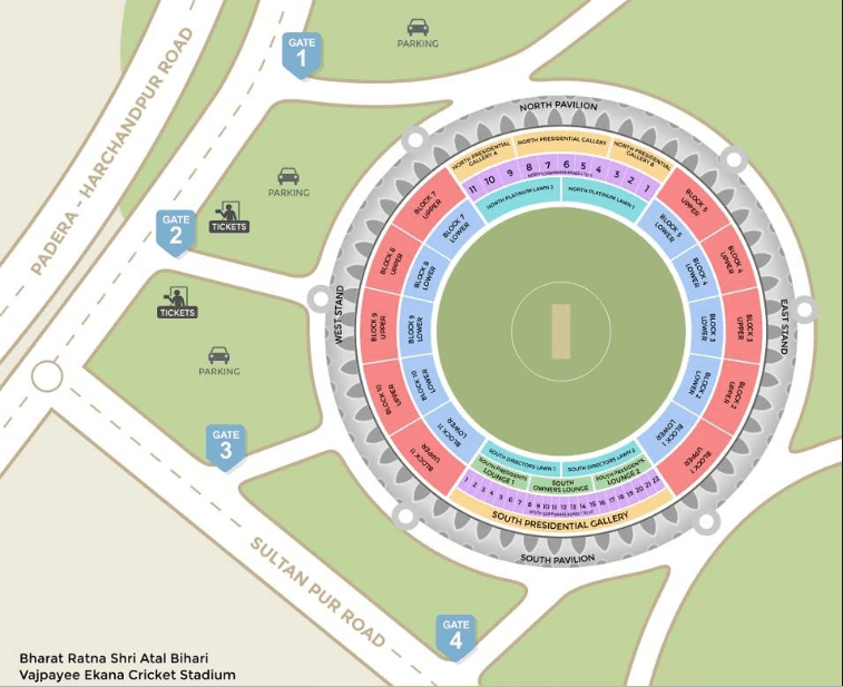 Atal Bihari Vajpayee Stadium Map for IPL 2023