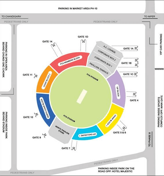 Stadium Map for IPL 2023 IS Bindra Stadium