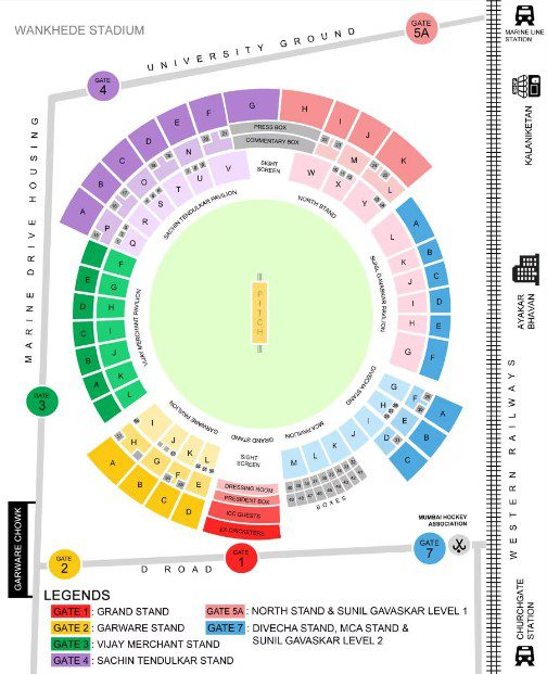 Wankhede Stadium Map for IPL 2023