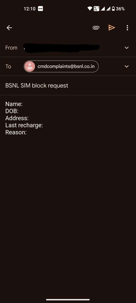 block bsnl sim through email